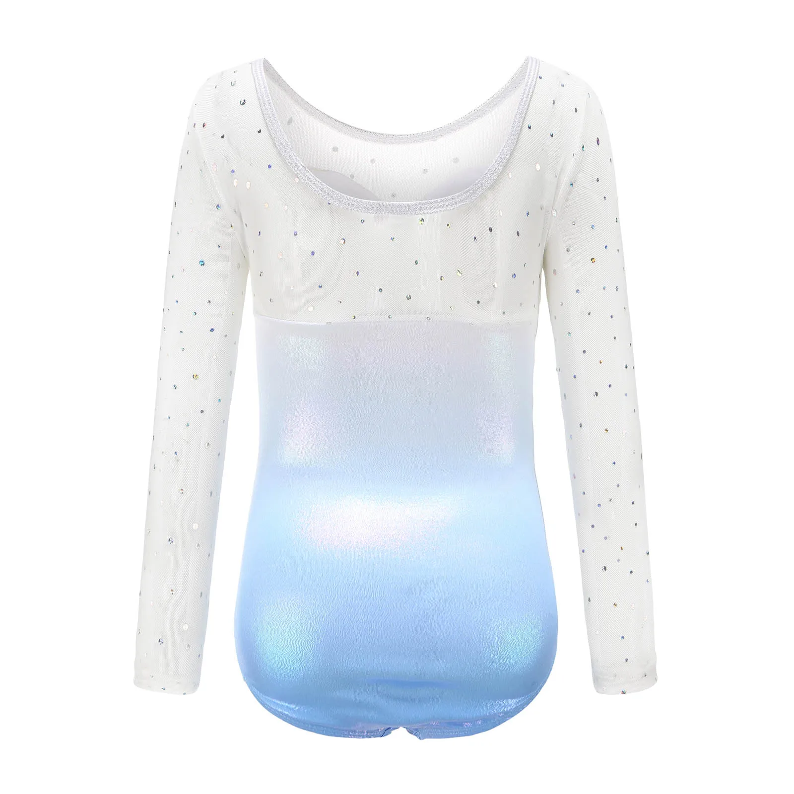 3 قطعة أطفال بنات الجمباز يوتار غنائي الباليه الرقص التدريب زي سباركلي ندفة الثلج كم طويل ارتداءها + السراويل + ربطة الشعر #4