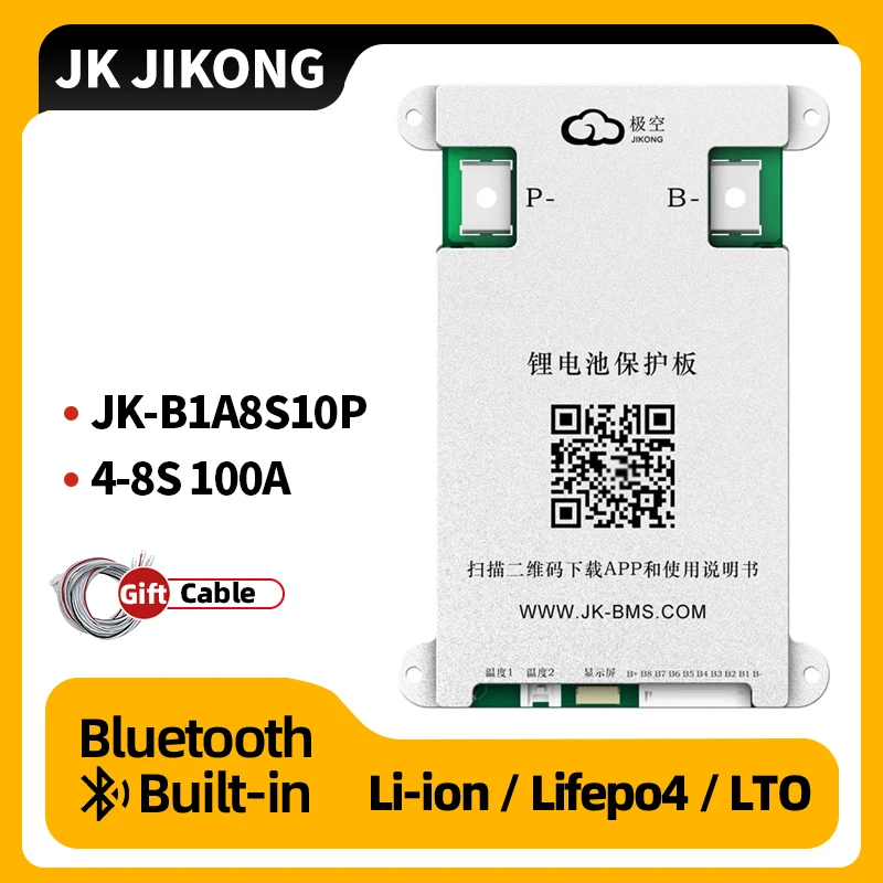 JK B1A8S10P SMART ACTIVE BMS 100Ah 4S 5S 6S 7S 8S 12V 24V Battery with 1A ACTIVE BALANCE BMS for LiFePO4 Li-ion LTO Battery BMS