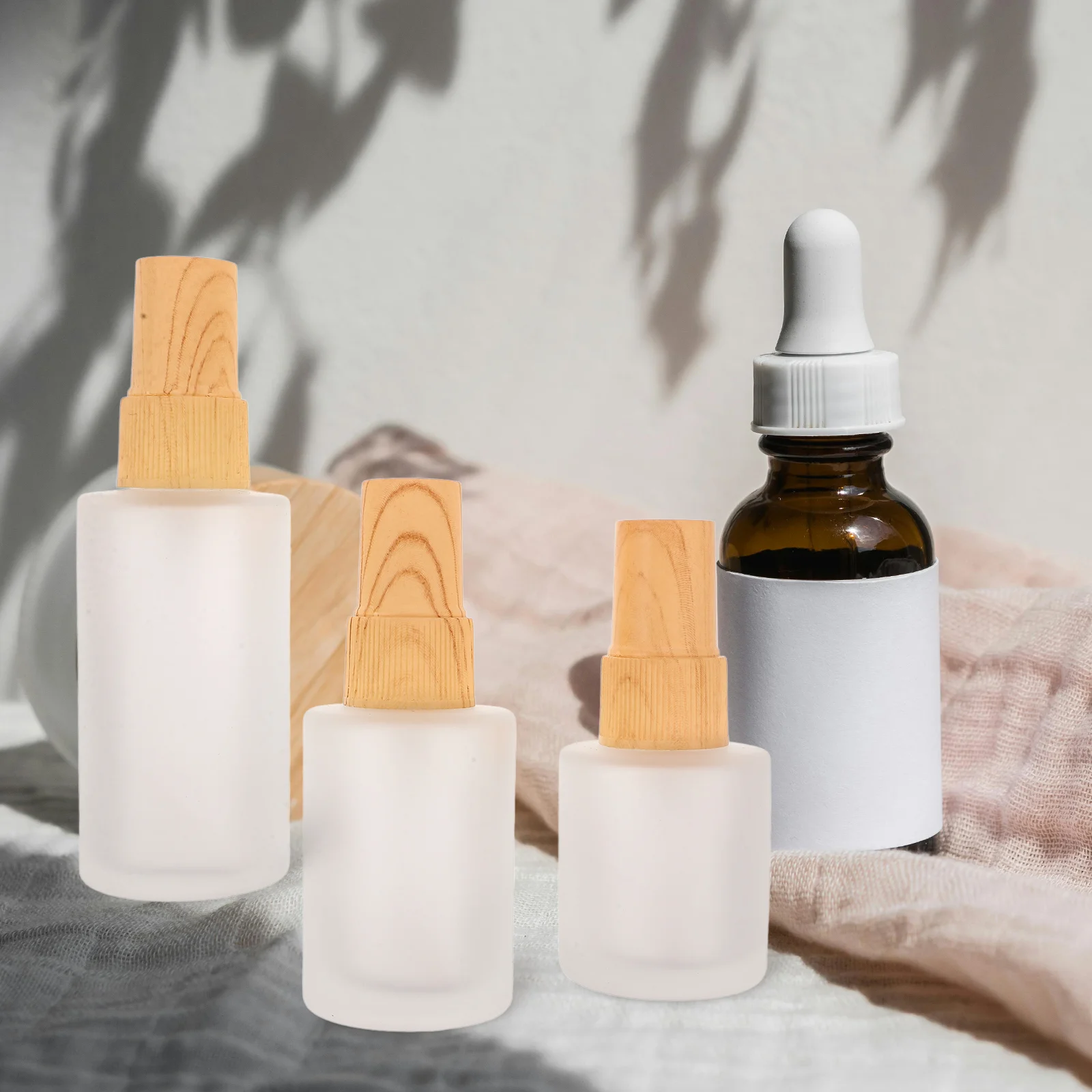 

3 Pcs Wood Cover Bottle Travel Hair Spray Glass Mini Fragrance Bottles