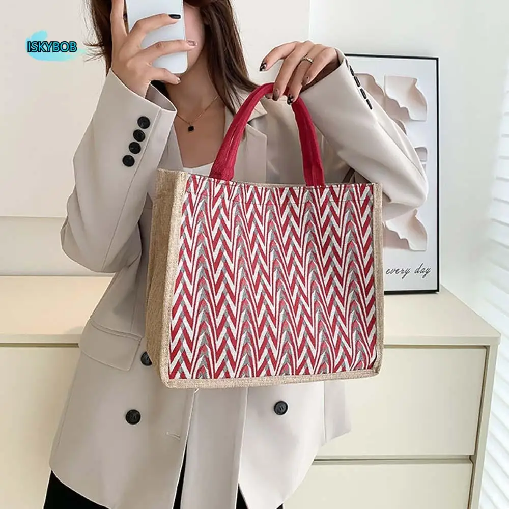 

Retro Ethnic Style Shoulder Bag Chinese Style Magnetic Button Cotton and Linen Tote Bag Acrylic Fibers Storage Pouch