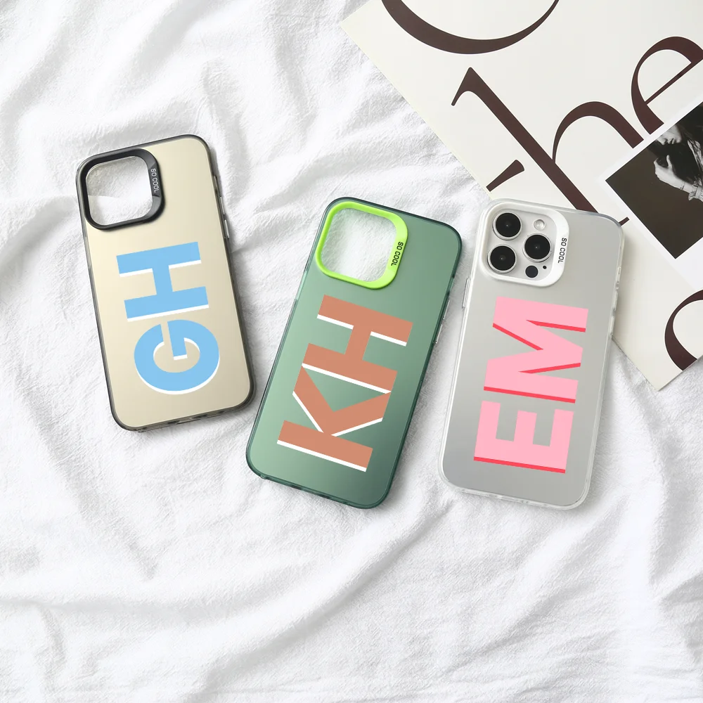 Personalised Custom Initials Phone Case for iPhone 15 Pro Max 14 Plus 13 12 11 Laser Soft Silicone Cover for iPhone 15 Pro Max