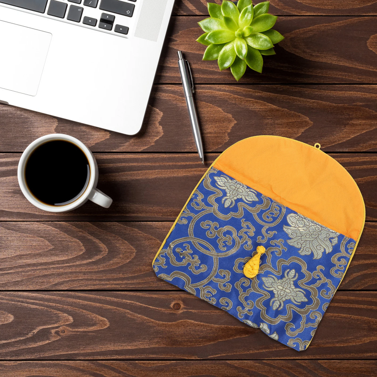 

Buddhist Scriptures Storage Bag Embroidery Music Books Organizer Small Mini Pouch Portable Storage Purse for Travel School