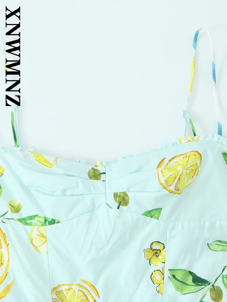 XNWMNZ 2025 夏の女性の自由奔放に生きるファッションショルダー薄いショルダーストラップ背中の開いたミディドレスシックな休日の女性ノースリーブセクシーな