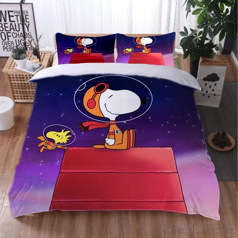 Snoopy Bettbezüge Cartoon Weich Bedrucktes Bettbezug-Set HD Trösterbezug für Kinder Bettwäsche-Sets Bettwäsche Schlafzimmer Dekor