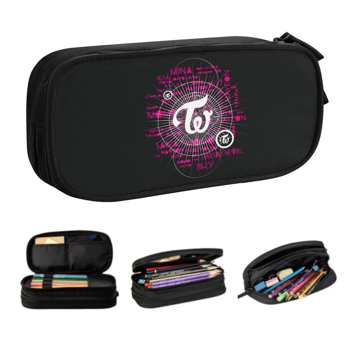 Custom Beauty Kpop Twiceed Pencil Cases for Girl Boy Large Capacity Lovely Pen Box Bag School Supplies