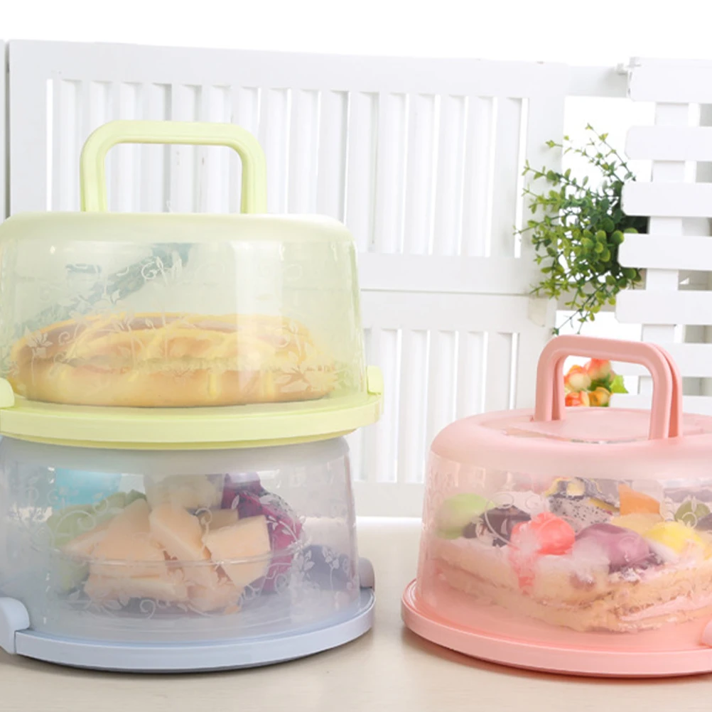 

Sturdy Portable Cake Box Food Storage Fresh Keeping Container Handle Seal Lid Fridge Organizer Crisper Case