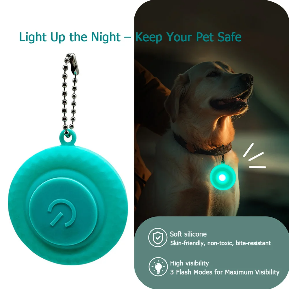 

LED Pet Collar Pendant Light Waterproof Silicone Clip-On Tag for Dogs & Cats,Night Safety Light for Bags, Keychains &Outdoor Use