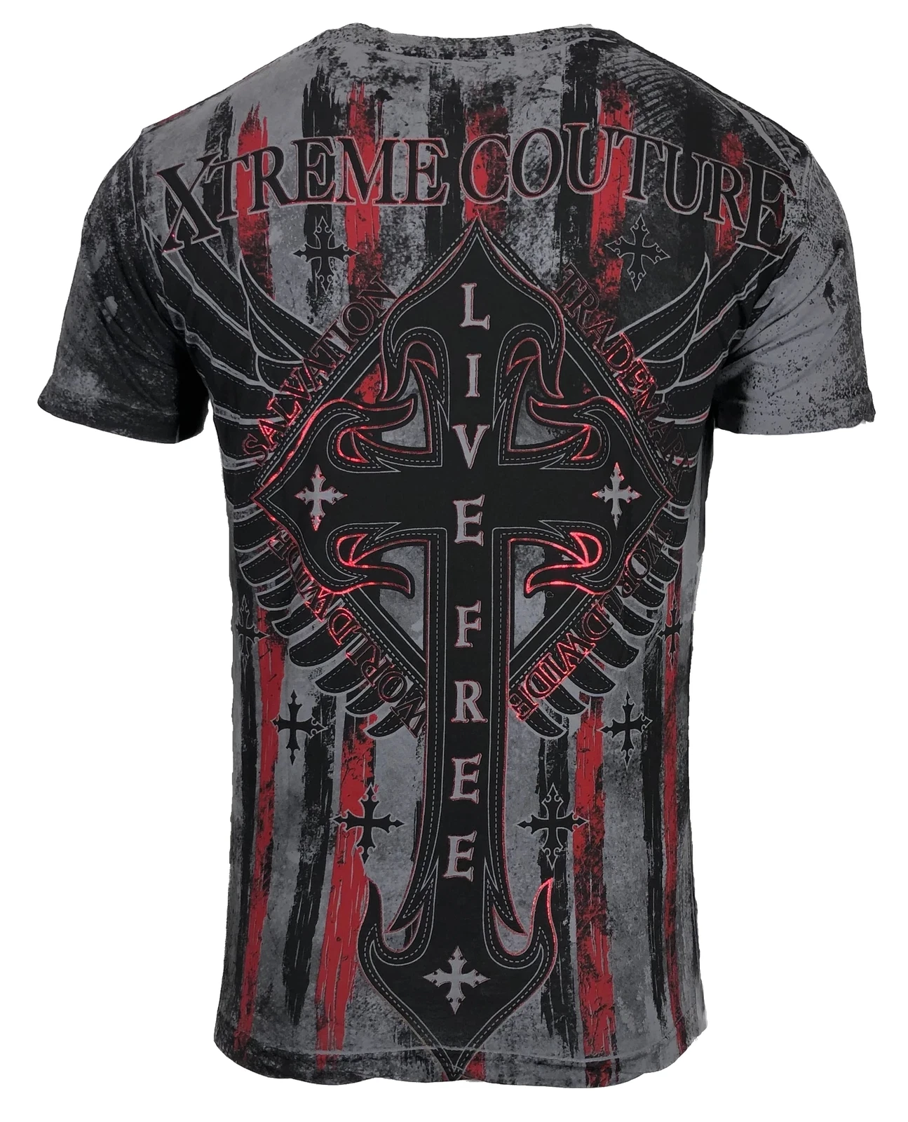 2026 Summer Vintage Graphic T Shirt, Red Foil Wing Cross Vertical Letter Vertical Stripe Distressed Gothic Streetwear Tee Kids