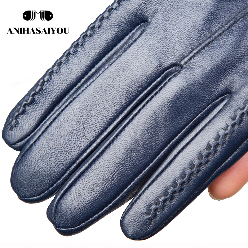 Guantes de cuero Multicolor para mujer, manoplas de piel de oveja de 50cm de largo, mantienen el calor, gloves-2226C de invierno