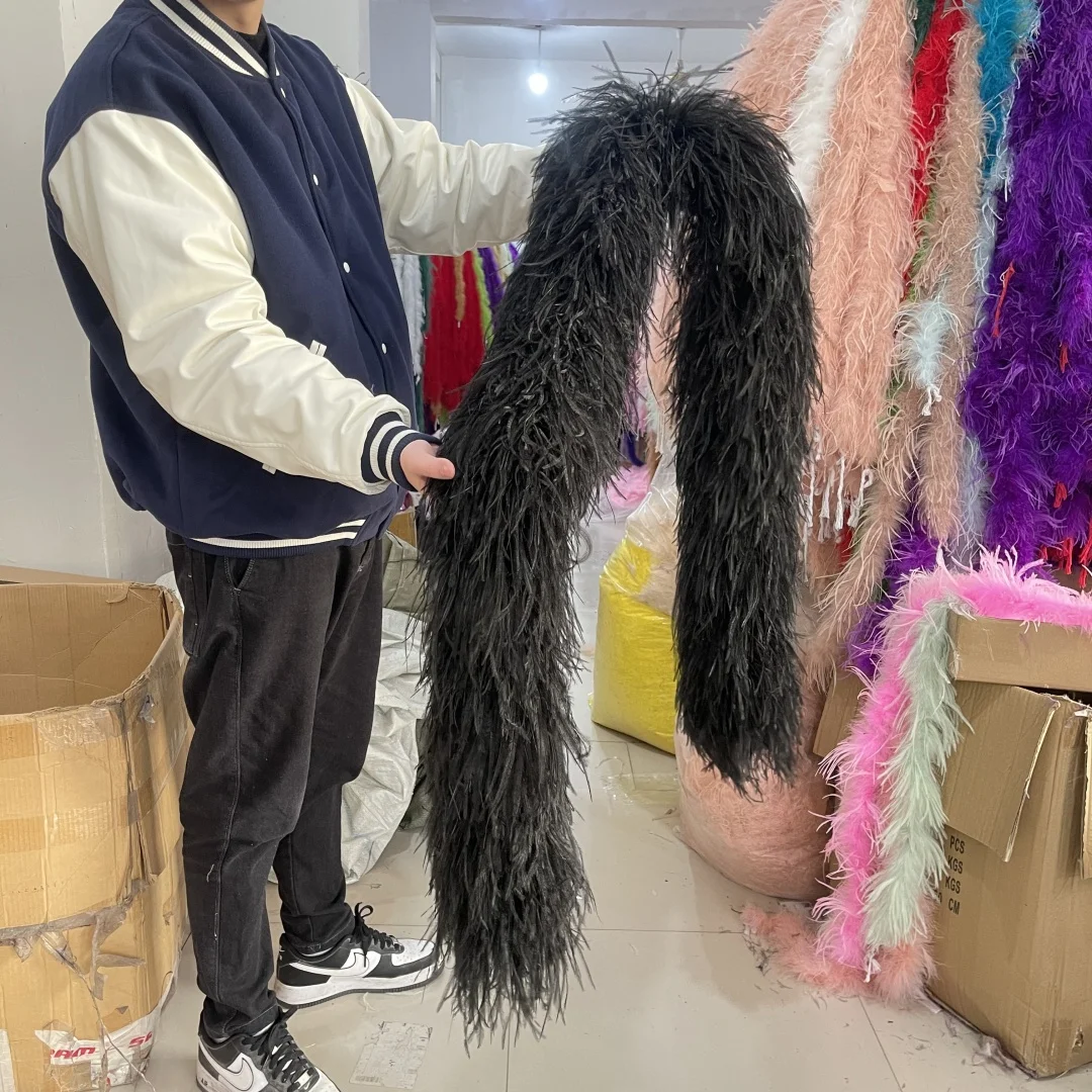 6-30Ply Real Ostrich Feather Boa Luxury Feathers Scarf for Wedding Dress Ostrich Plumes Decoration Sewing Garment Accessories