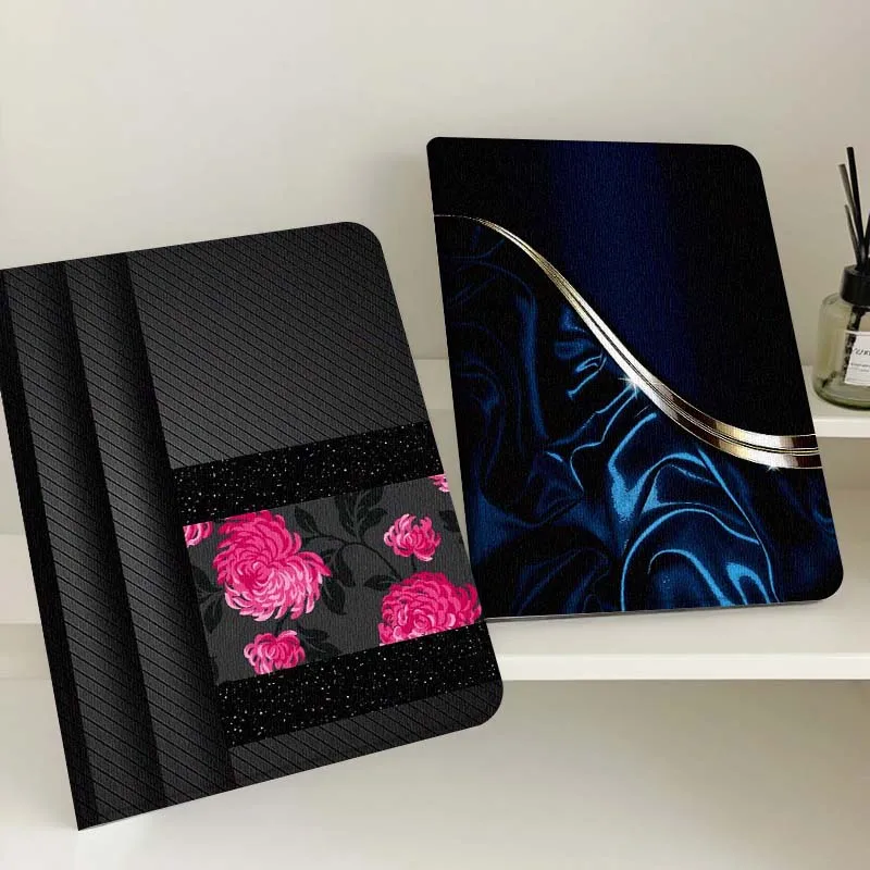 

Black Pink Rose Pattern Tablet Case For Samsung Tab Galaxy S6 S11 A A7 A8 A9 A11 10.1 10.4 10.5 Plus Lite Gift