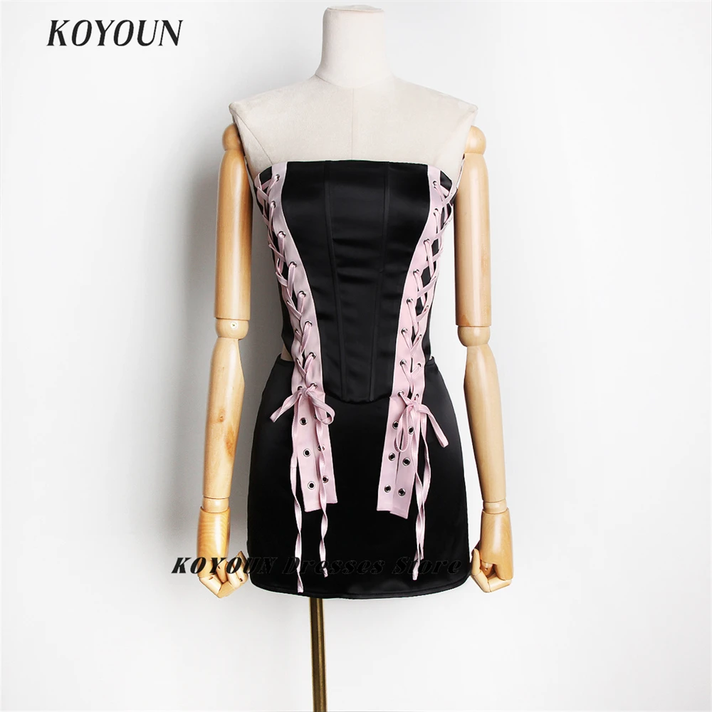 KOYOUN New Sexy Tube Top Lace-up Vest Fishbone Top Women's Butt-covering Skirt Two-piece Hot girl Suit Women's Party Dress