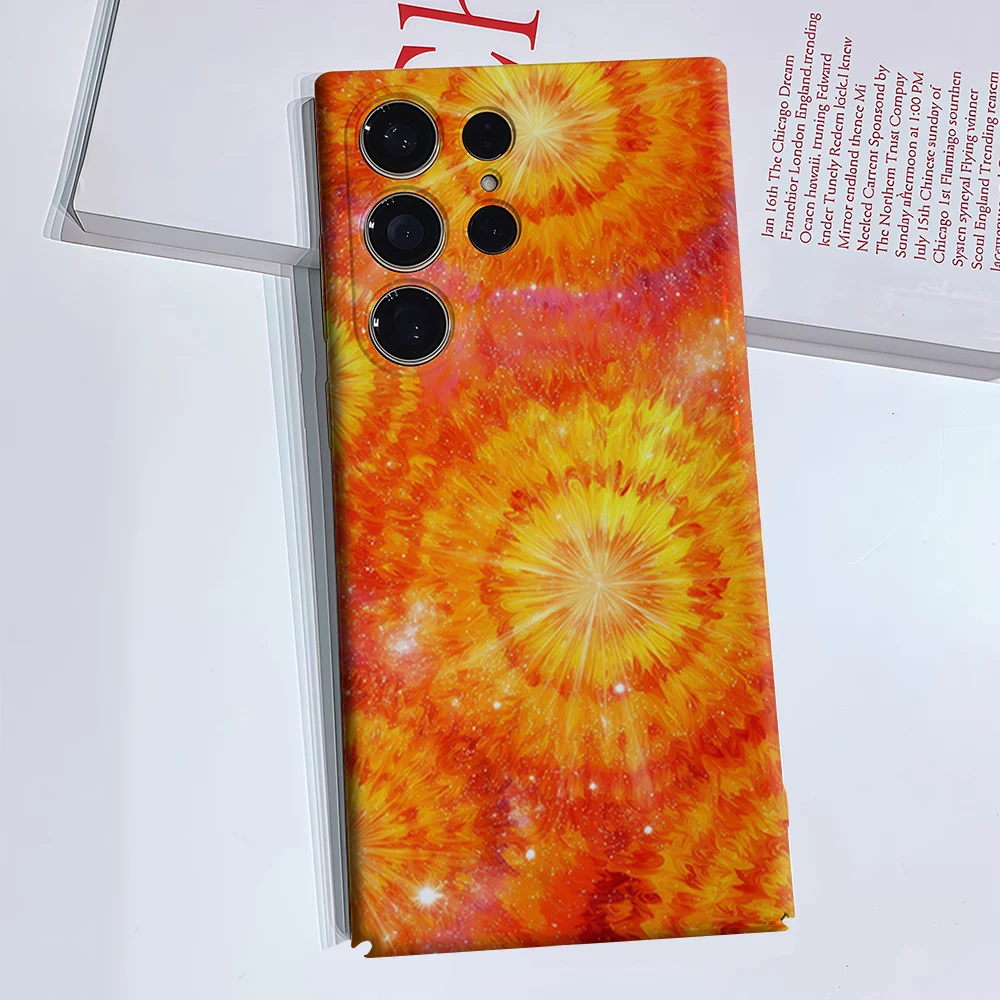 Cosmic Orange Bloom Phone Case for Samsung Galaxy S26 S25 S24 S23 Ultra Plus Luxury Double-layer anti-fall Back Cover