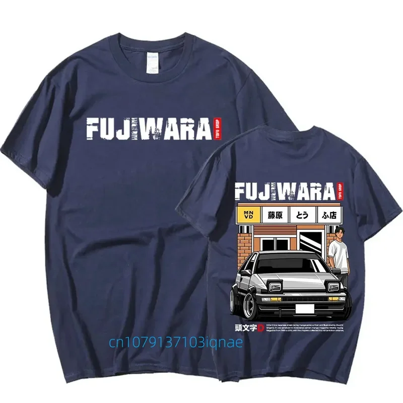 애니메이션 이니셜 D 드리프트 레이싱 카 티셔츠, 빈티지 캐주얼 반팔 티셔츠, 후지와라 타쿠미 R34 스카이라인 GTR JDM, AE86