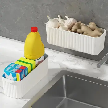 WORTHBUY קיר רכוב ללא אגרוף דביק אחסון מתלה מחזיק דלת ארון פלסטיק ארגונית מדף מטבח אביזרים 6 best sales מדפים דביקים - №3