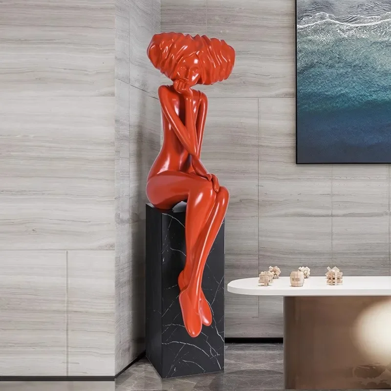 Flower season girl modern abstract figure sculpture floor-to-ceiling ornaments sales office model room hotel lobby soft decorati