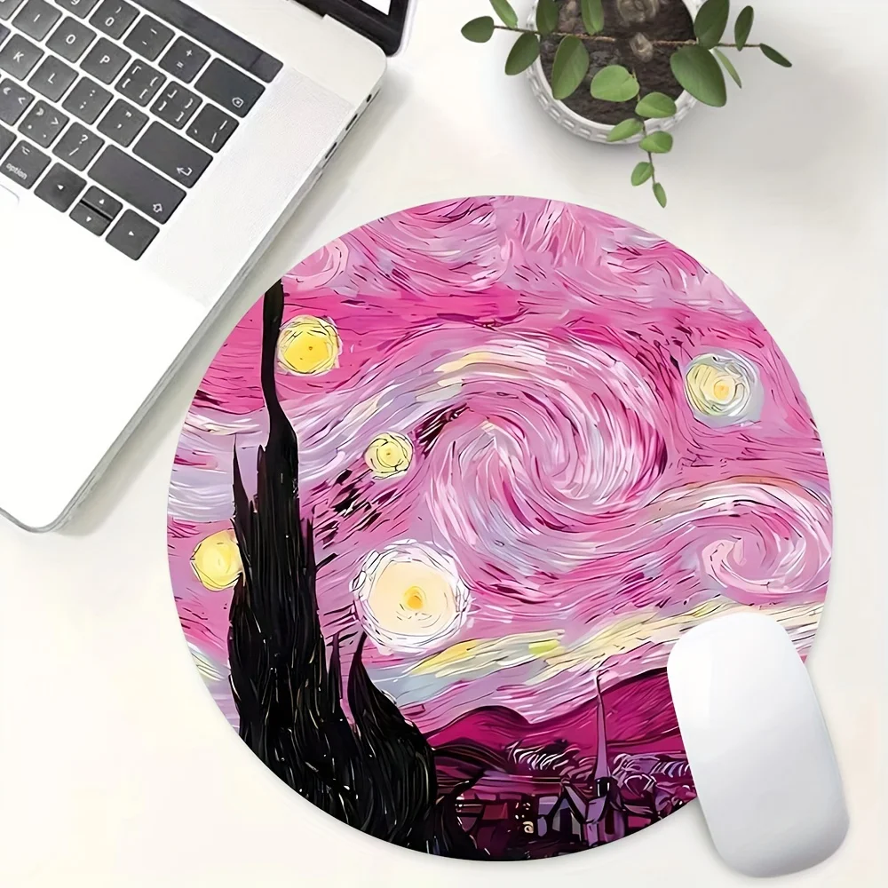 

Round Mouse Pad with Starry Night Anti-Slip Rubber Gaming Mouse Mat for Computer and Laptop Table Cushion Playmat Set Up Gaming