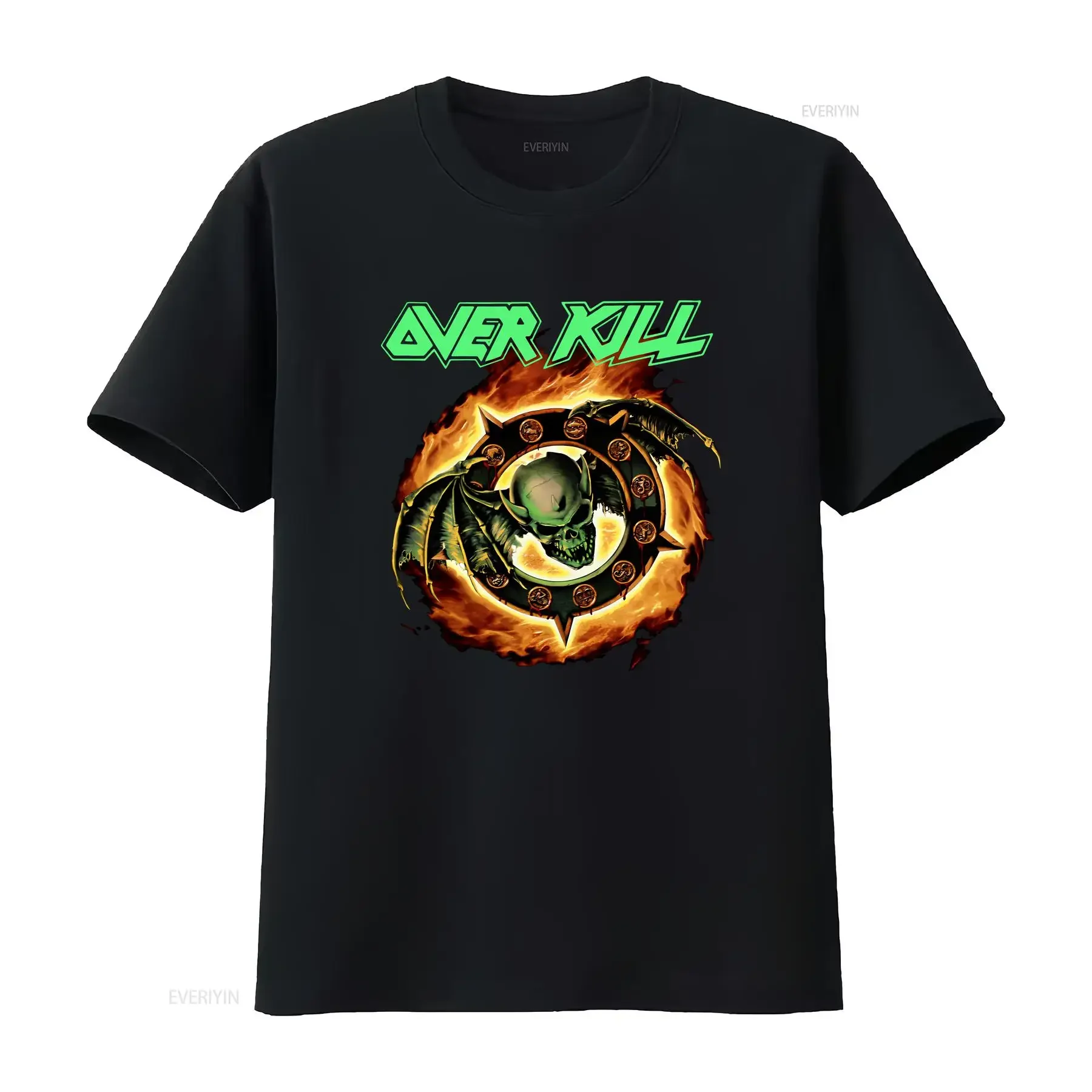 Overkill Band Horrorscope Black Cotton T Shirt Full Size BS087 vintage Washed graphic homme Top For Everyday Wear Breathable