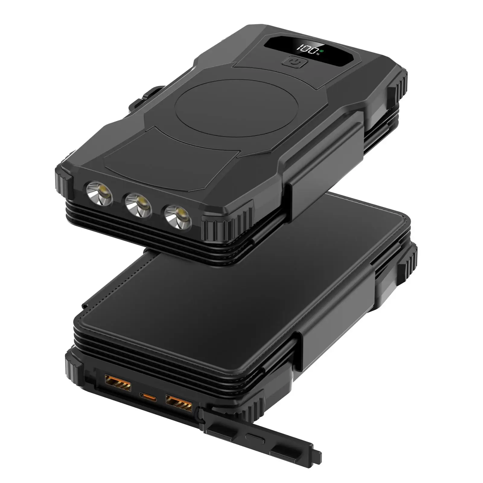 Solar Power Bank 20000mAh Wireless External Battery With Flashlight Solar Phone Charger For Camping Outdoor Home Backup Survival