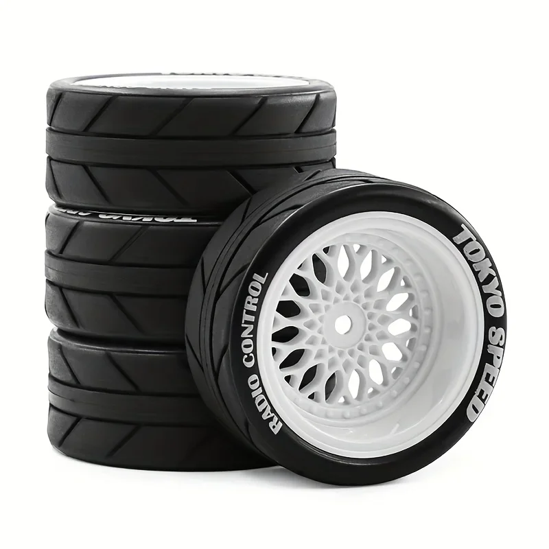 4 Stück 65mm 1:10 WRC TT02 XV01 Flache Drift-Radnaben-Reifen Straßenrennreifen – Detail 6