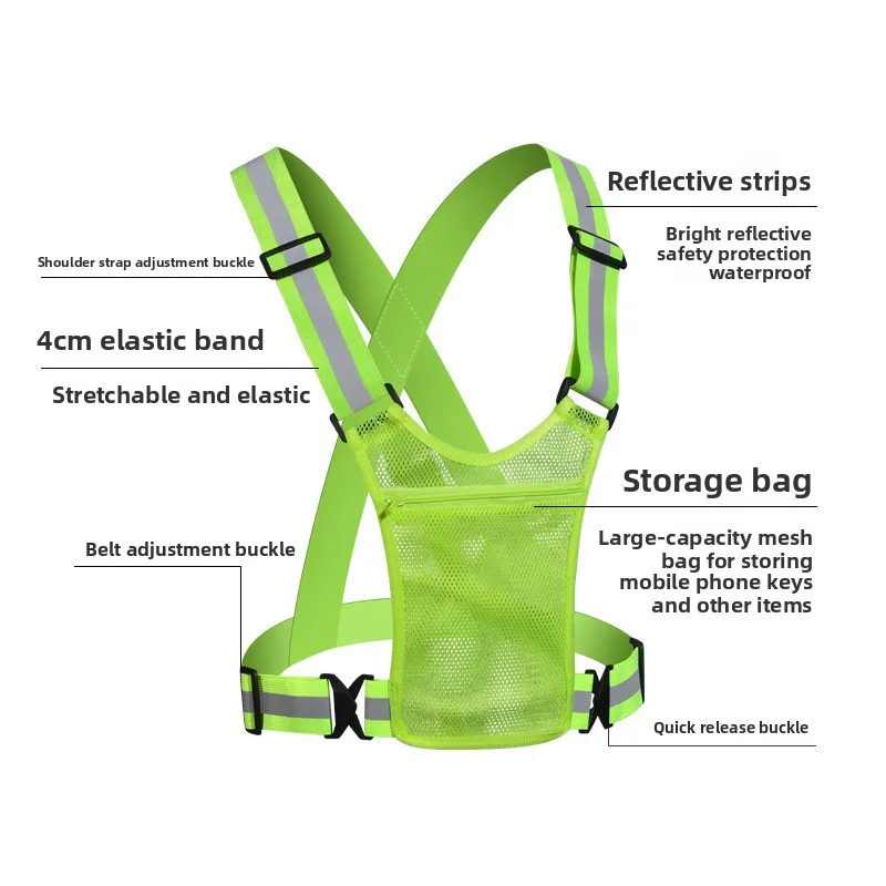 حزام عاكس عبر الحدود في الهواء الطلق سترة عاكسة حزام عاكس ليلة تشغيل حزام ملابس عاكسة الدراجات سترة عاكسة
