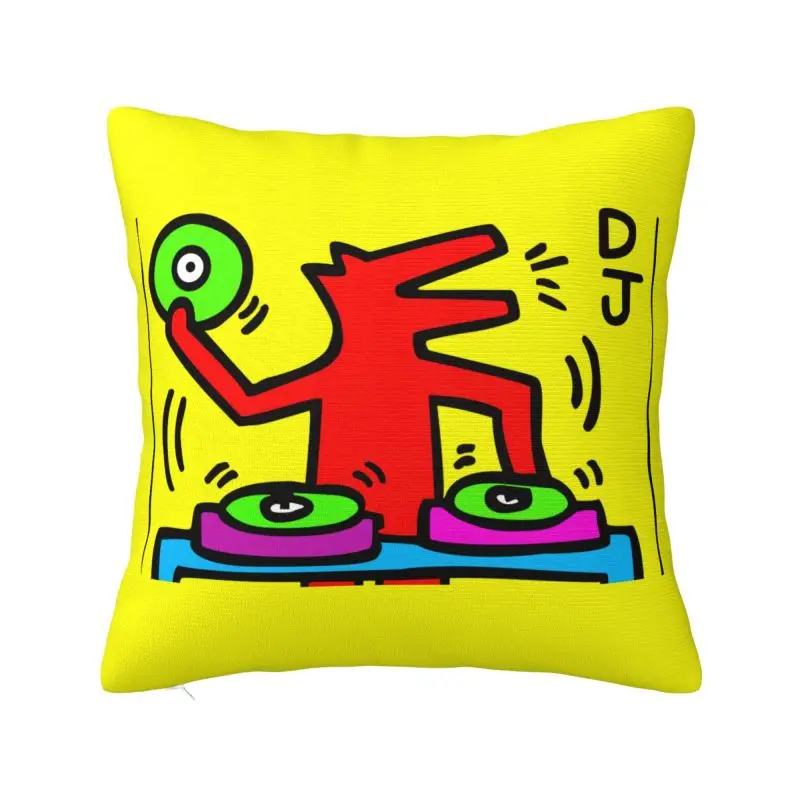 Custom DJ Haring Dance Throw Pillow Haring Geometric Graffiti Modern Cushion Cover Velvet Pillowcase