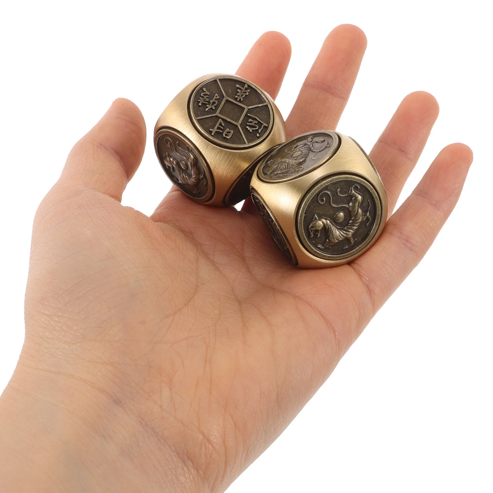 2 قطعة كرة اليد النحاسية المعدنية ستة جوانب الدورية الرجعية مكتب أداة مكتب الاسترخاء الإجهاد الإغاثة لعبة سبينر #3