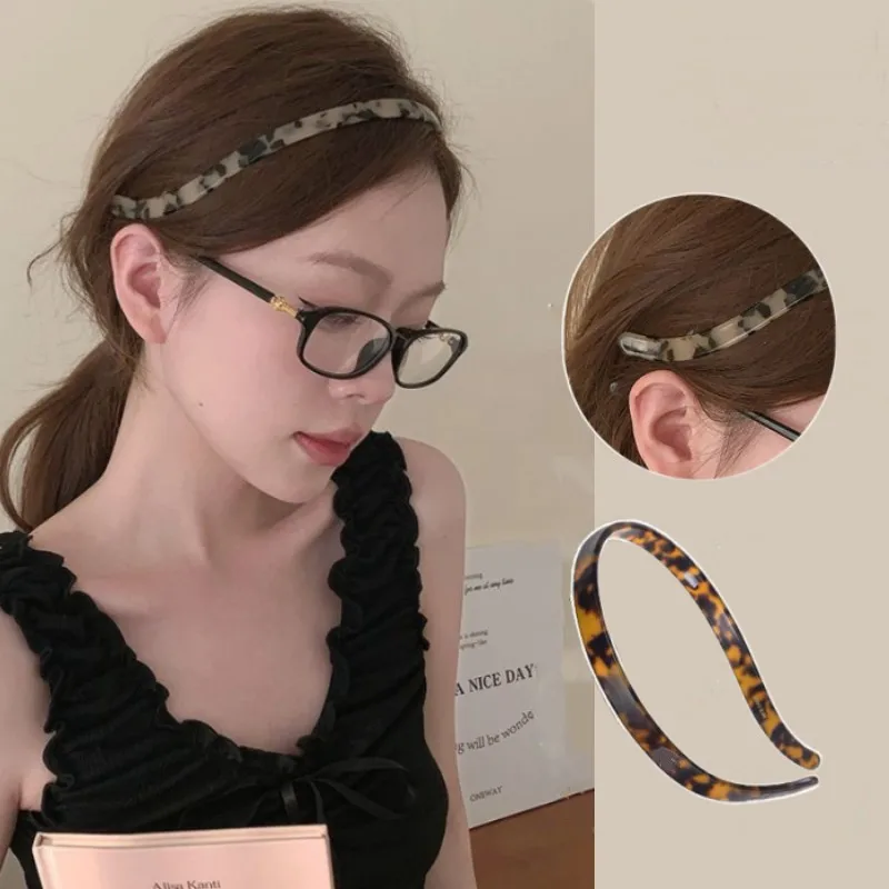 New Trendy Sunglasses Shaped Headband Anti-Slip Toothed Glasses Hair Hoop Leopard Print Plastic Hairbands Unisex Sport Head Hoop