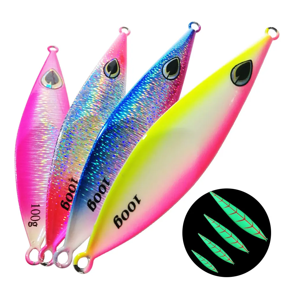 AS Slow Pitch Jig Slow Falling Sinking Metal Jigging Pesca Glow Jigs 80g100g150g200g250g300g luminuous Lure Fishing Angler Bait