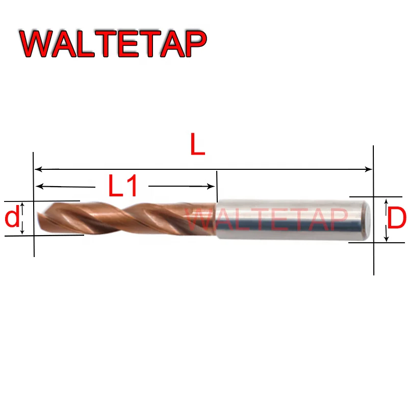 WALTETAP 1PCS CNC 60Degree Coating Alloy Tungsten Steel Drill Bit 13 13.5 14.2 14.6 15.4 15.8 16 17 18 19 20 3D Drills