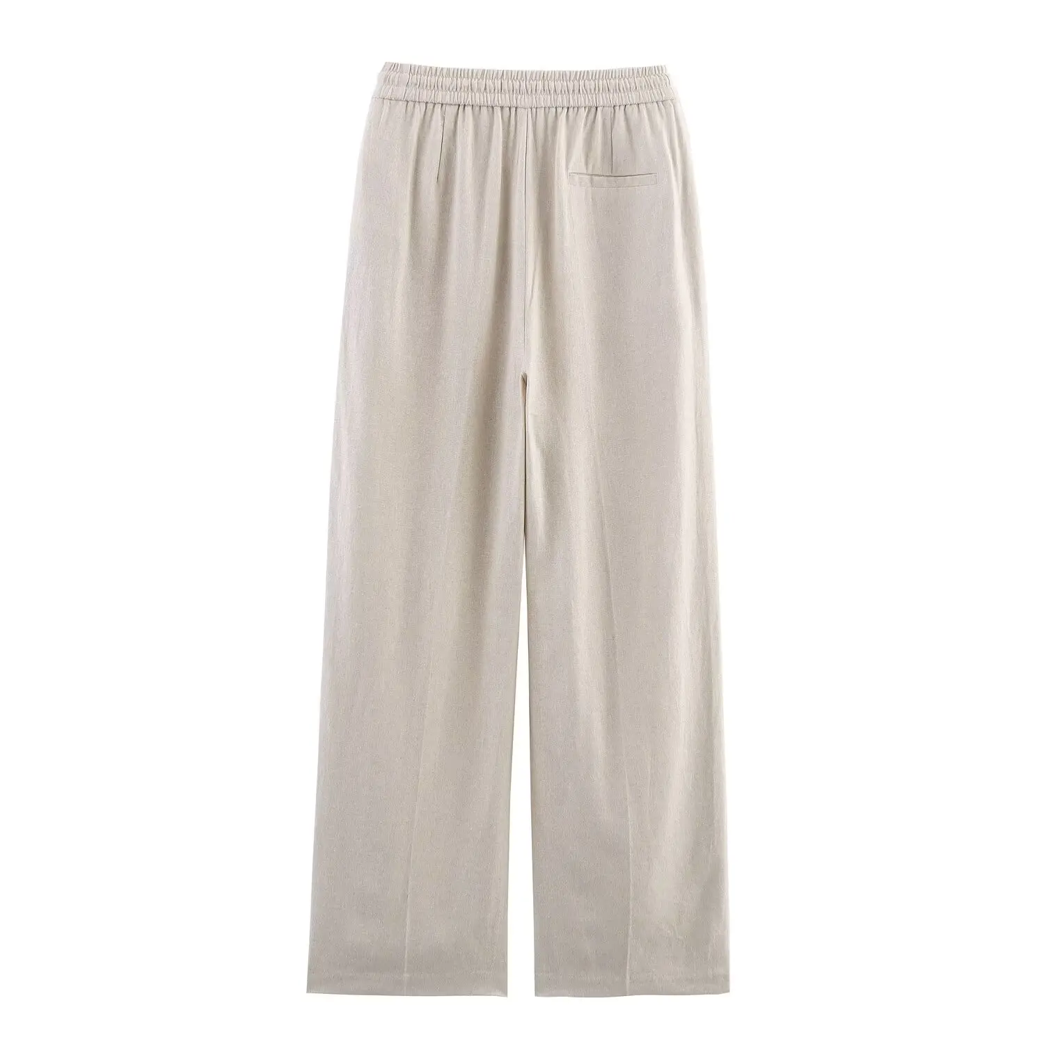 2025 Zomer Nieuwe Producten Vrouwen Effen Kleur Casual Commuter Linnen Gemengd Rechte Hoge Taille Casual Broek 9929/041