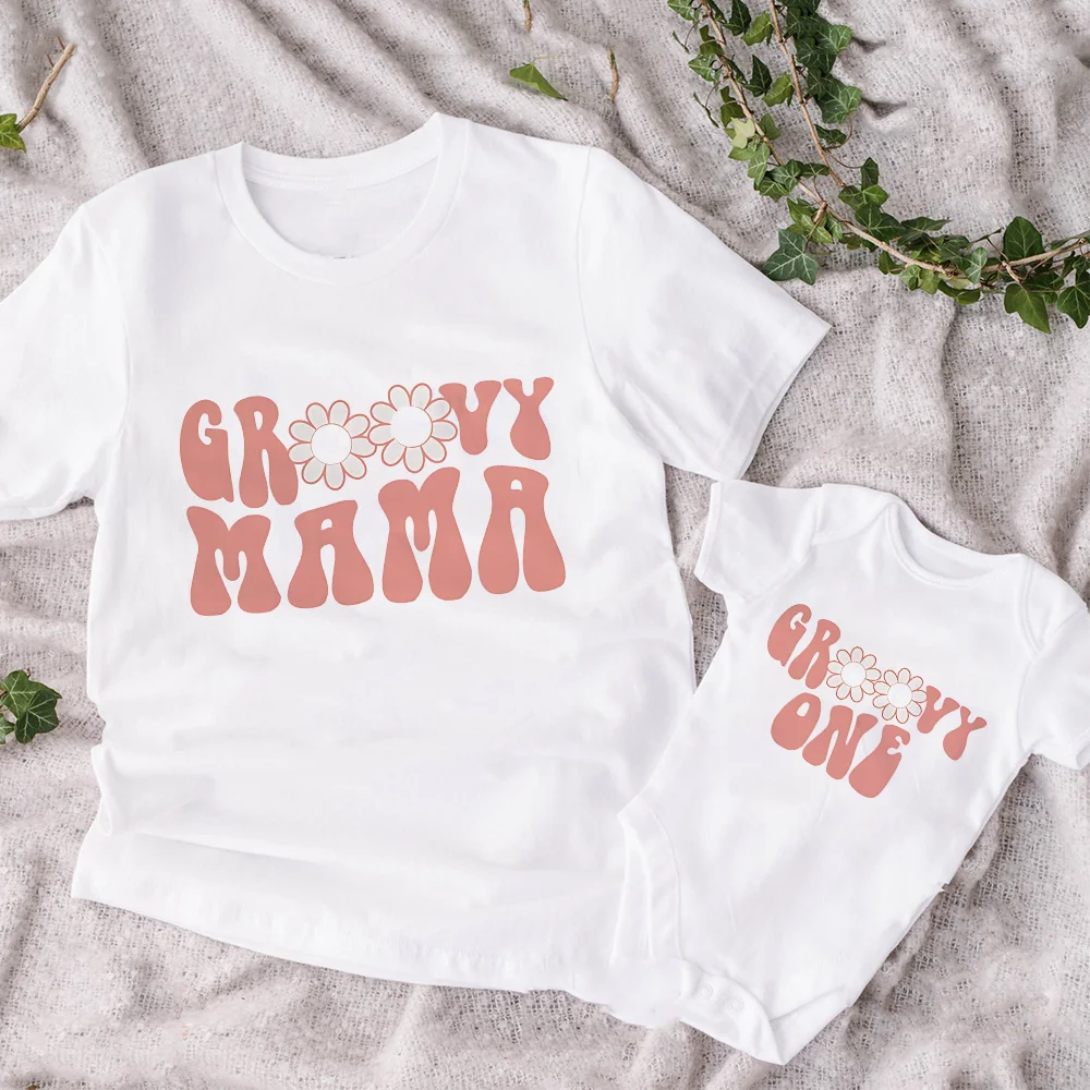 Groovy One Family Birthday Shirts Groovy 1st Birthday Family Matching Outfit Daddy Mommy and Me T-Shirts Clothes