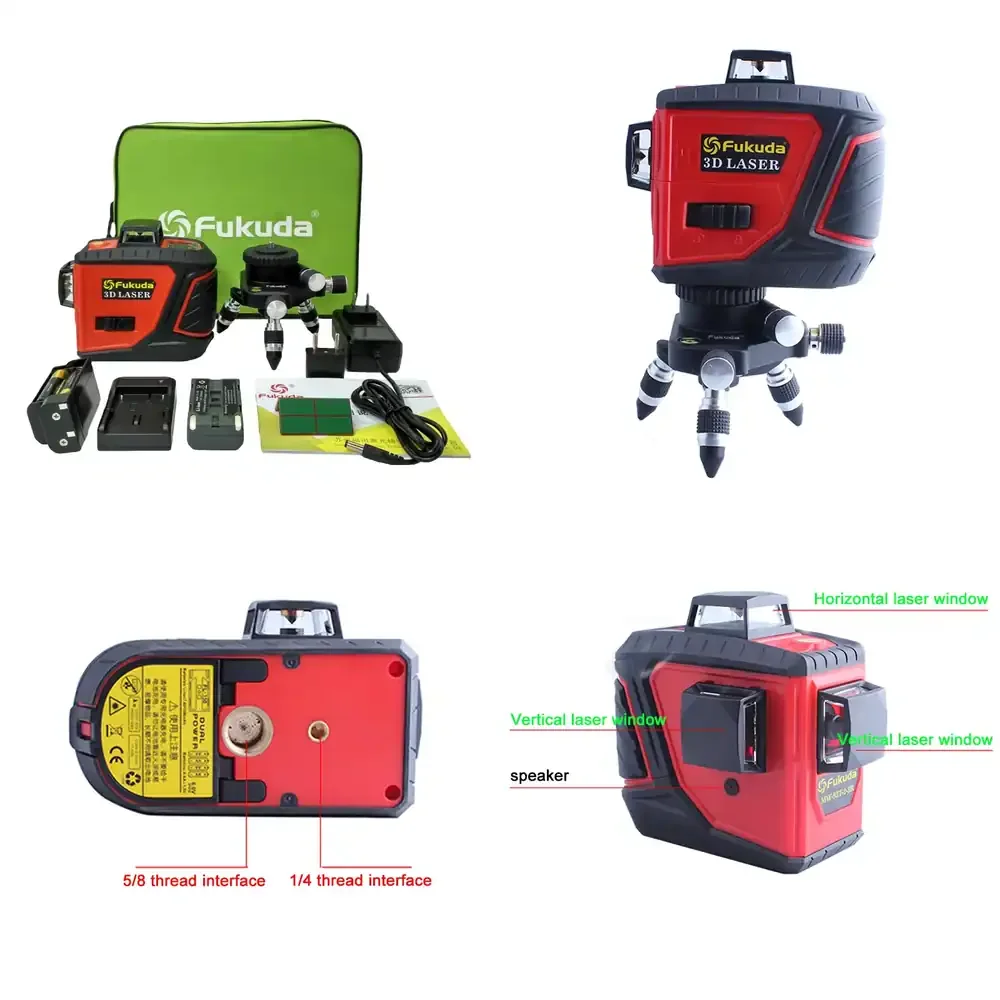Hot Seller Fukuda MW-93TR Industrial/DIY 3D Red Beam Cross Level Meter Machine 12 Lines 360 Degree Leveling Tool 1mm/5m