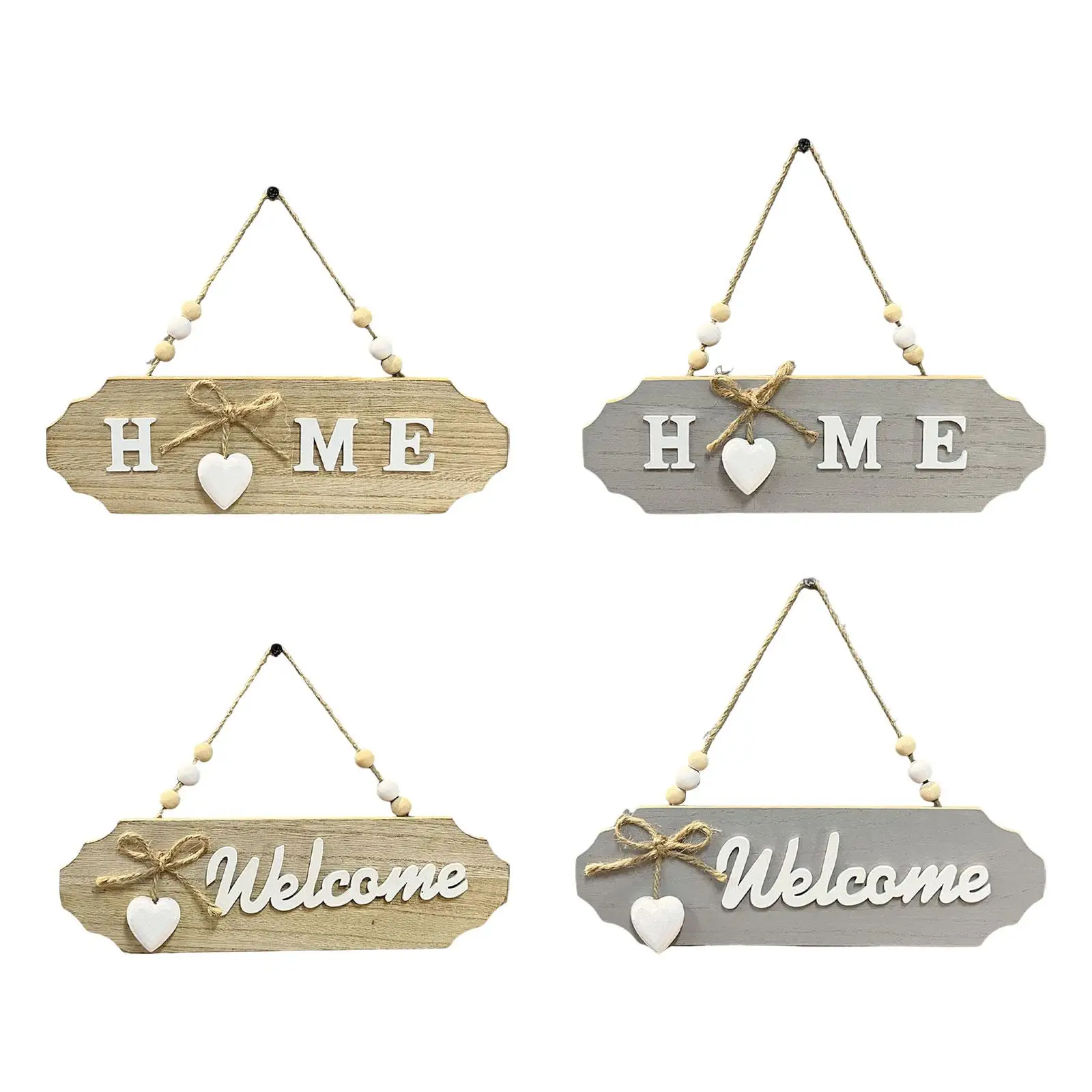 Letrero de madera para puerta colgante, placa colgante de madera con lazo, letrero decorativo de pared de madera para patio, porche, hogar, granja rústica
