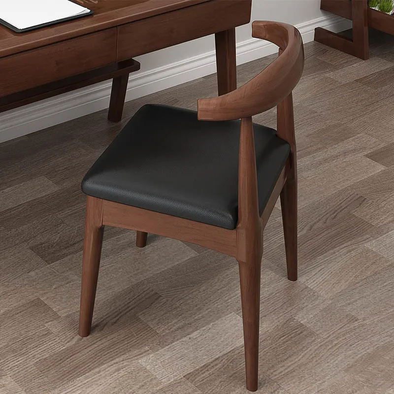 

Nordic solid wood dining chair, home modern, simple and light luxury, office hotel, conference restaurant, , stool, back horn