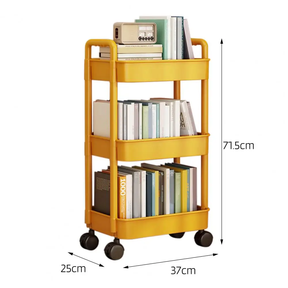 Kitchen Storage Rack Heavy-duty 4-tier Rolling Cart with Wheels Sturdy Storage Rack Capacity Trolley Bookshelf for Strong