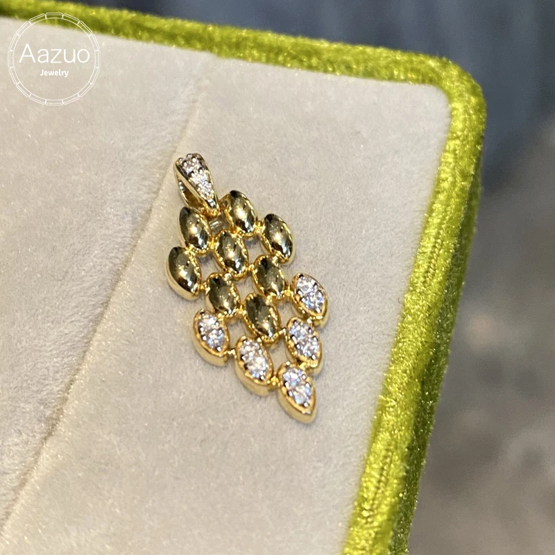 

Aazuo винтажные ювелирные изделия из желтого золота 18 карат с настоящими бриллиантами, комплект ювелирных изделий, серьги, ожерелье, роскошный подарок для женщин, помолвка, вечеринка