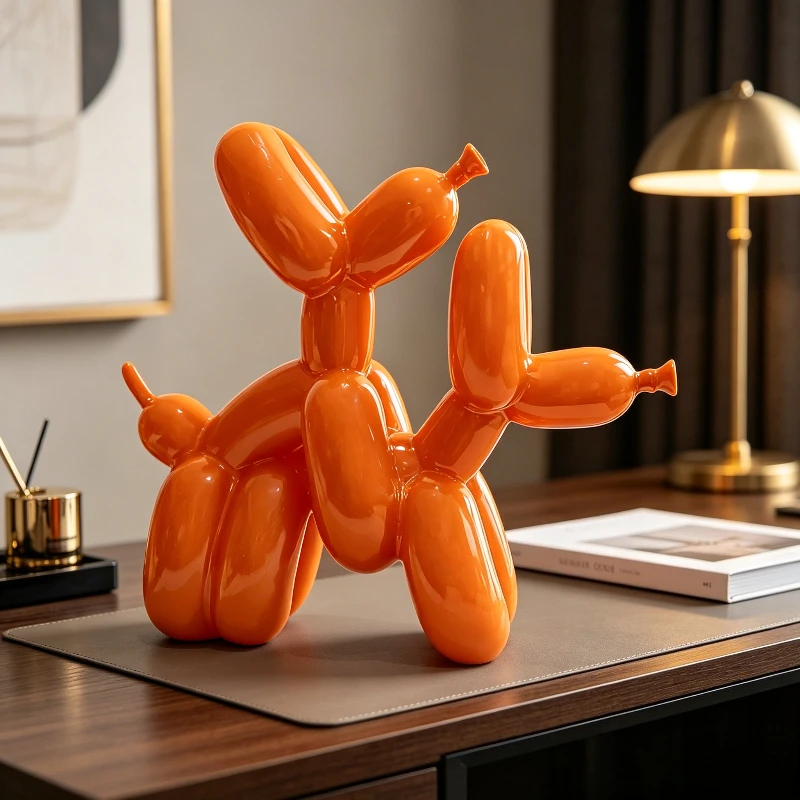 Escultura de perro globo de resina moderna, artesanía animal, decoración del hogar, estatua de perro, regalo de Navidad, decoración