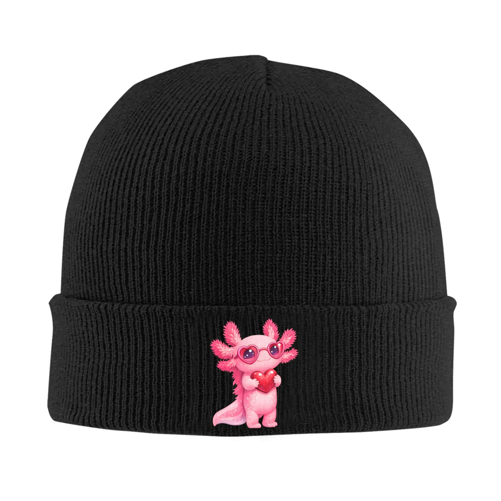 Cute Axolotl Valentines Day Love Funny  Beanie Hats Skullies Beanies Female Male Cute Warm Soft Caps Autumn Gym Bonnet Hats