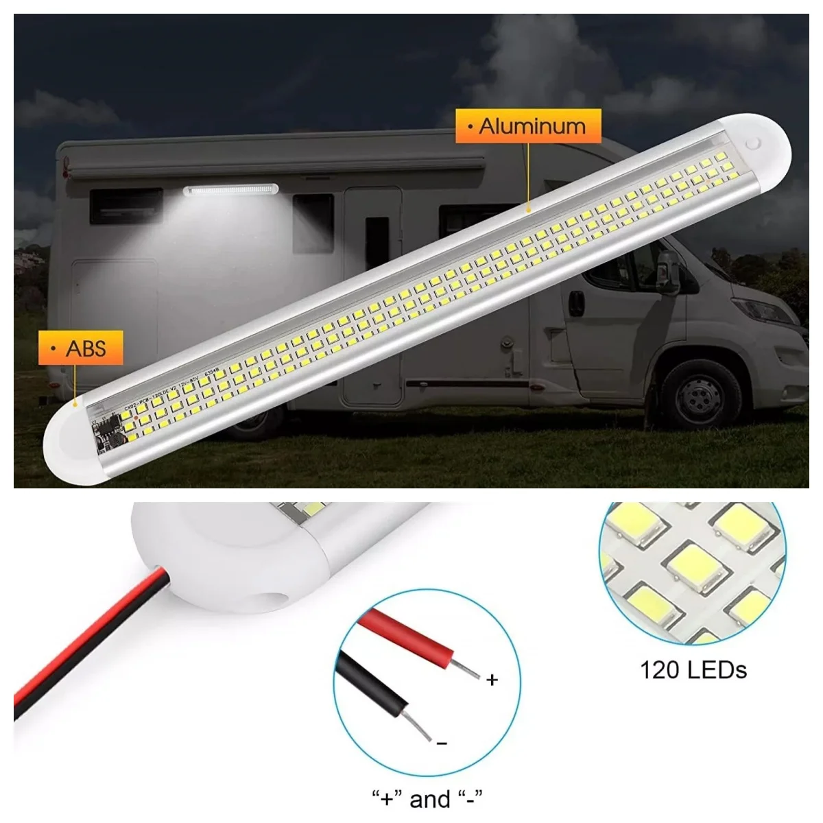 

4pcs 120 12V LED Car Interior Strip Lights Bar Light Work Lights For Car Van Caravan Boat Home Bus Accessories