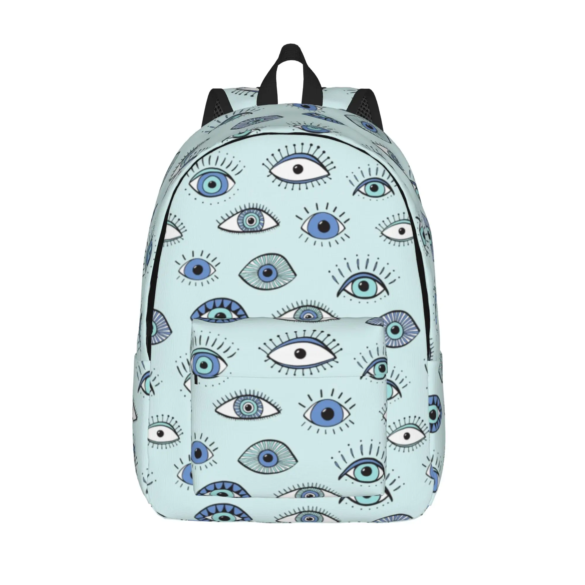 Evil eye! light blue Cool Backpack Sports High School Hiking Travel Evil Eye Blue  Boho Daypack Laptop Computer Shoulder Bag