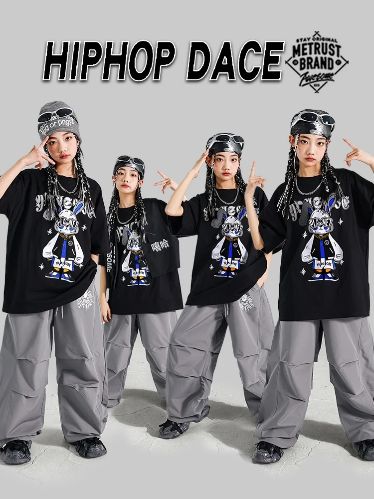 

Children Ballroom Hip Hop Dance Costumes For Girls Loose T-Shirt Cargo Pants Boys Jazz Dance Drum Sets Stage Show Wear DQS19524