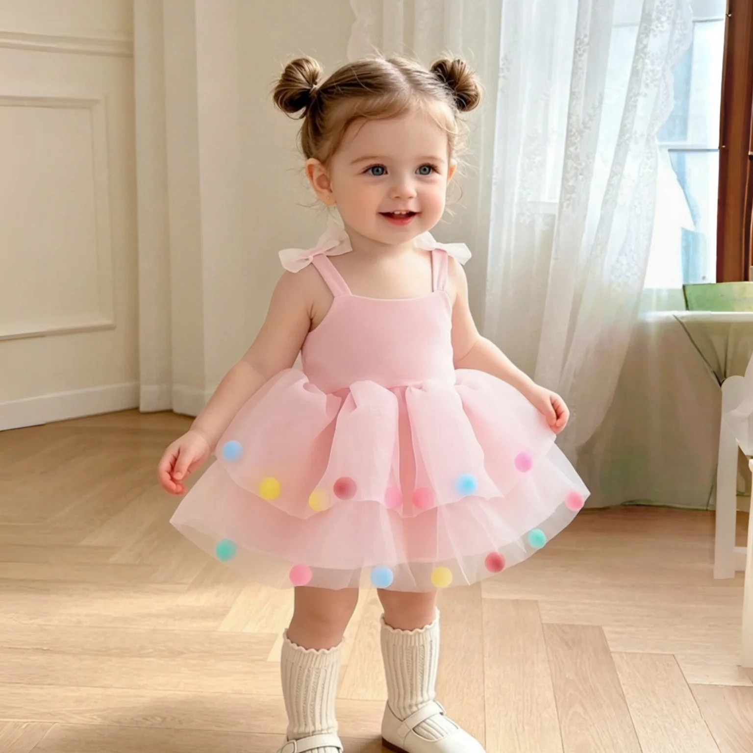 Cute Baby Birthday Princess Dress Baby Girl Summer Dress Sweet Camisole Mesh Tutu Dress Girl's Evening Dress Children's Clothing