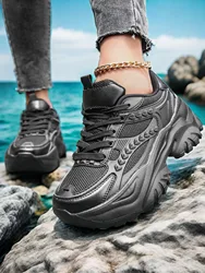 Women's four seasons outdoor sports shoes Lightweight platform high heels women's summer breathable black sandals