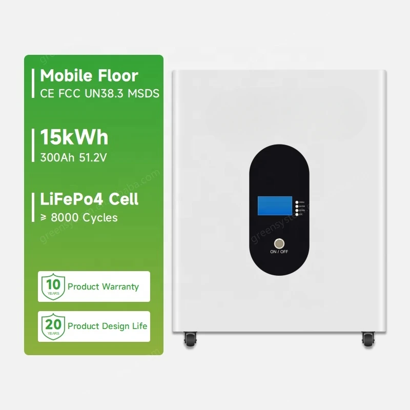 15kWh 300Ah 51.2V Mobile Lifepo4 Lithium Solar Battery 8000 Cycles Floor Mounted Home Energy Storage System