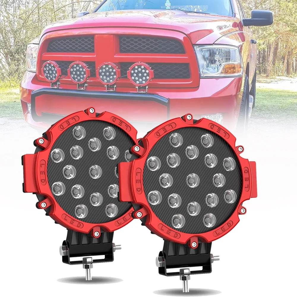 2Pcs Red Bumper Driving Lamps with Mounting Bracket LED Fog Lights for Offroad Truck Car ATV SUV Construction Camping Hunter