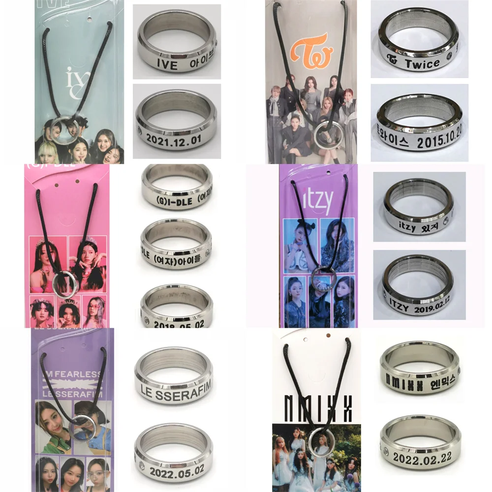 KPOP (G)I-DLE IVE NMIXX Ring STAYC Stainless Steel Ring Necklace LOONA Lettering Do Not Fade Ring Jewelry ITZY Fans Gifts