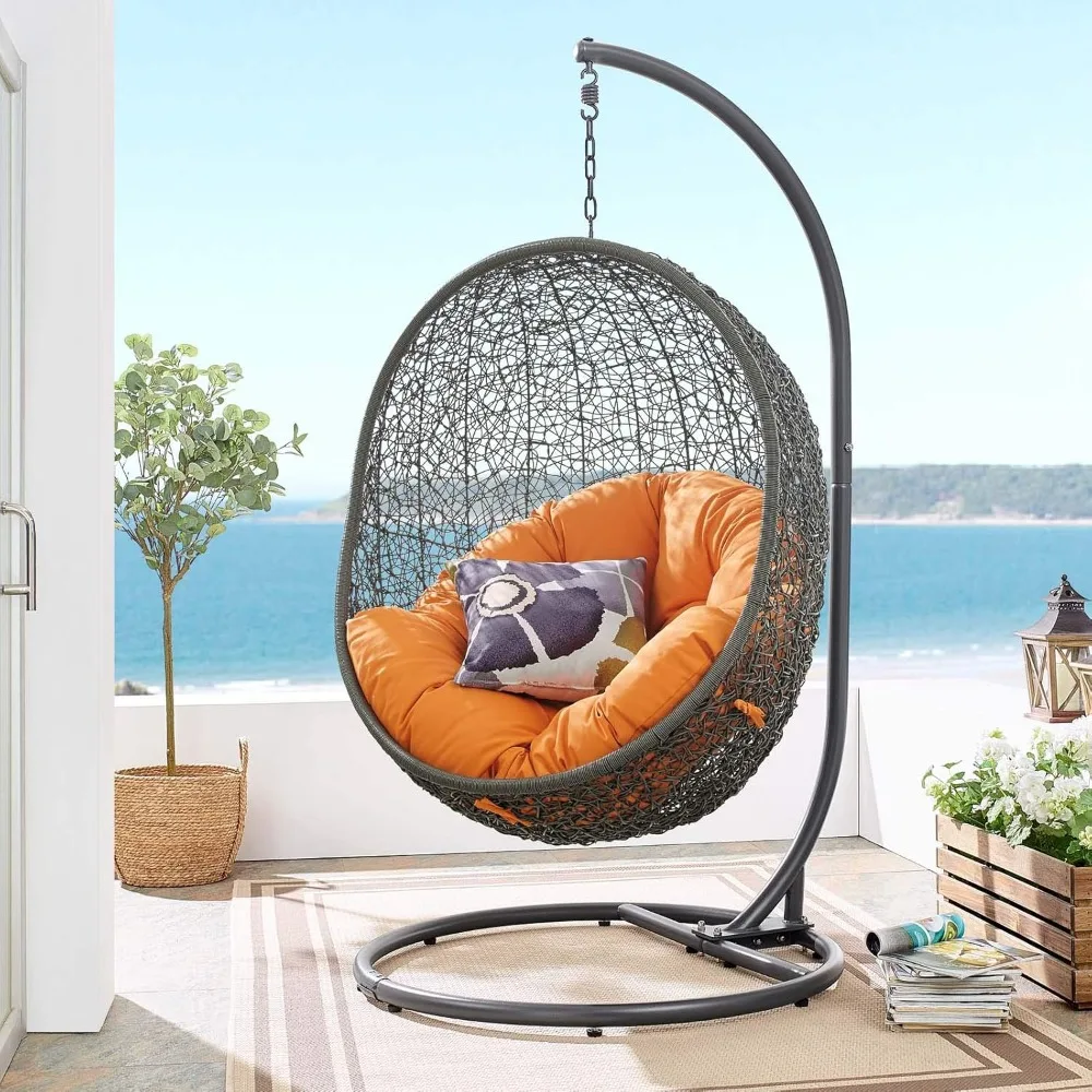 

Outdoor Patio Porch Egg Swing Chair Hanging leisure chair Equipped with backrest cushion 40"D x 43.5"W x 77"H