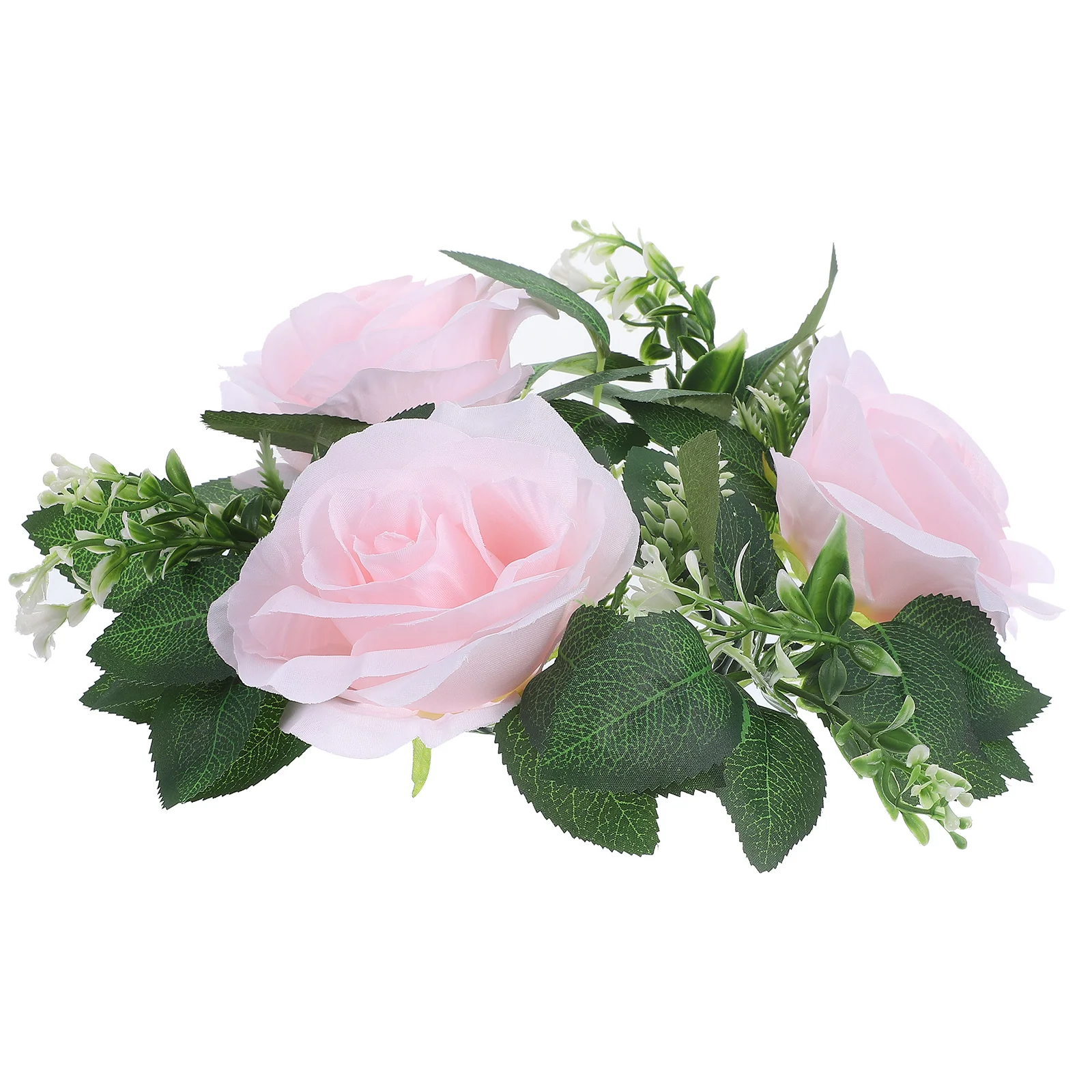 

Simulated Rose Candlestick Wreath Decorative Ring Wedding Party Artificial Flower Spring Home Table Banquet Props