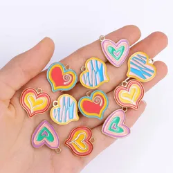 10Pcs Lovely Colourful Love Heart Enamel Charms Jewelry Making Supplies for DIY Love Couple Earrings Pendant Necklace Accessorie